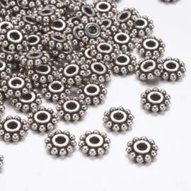20 x antiek zilveren  spacer kralen tussenzetsels 6,5mm  gat: c.a. 2mm (Nikkelvrij)