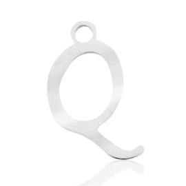 Roestvrij stalen (RVS) Stainless steel bedels initial Q