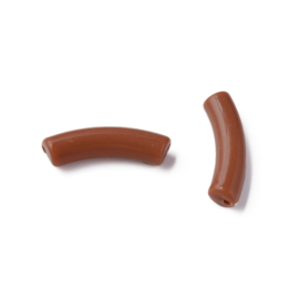 10 x Acryl kralen tube opaque Saddle brown ca. 32x8mm (gat Ø1.8mm)