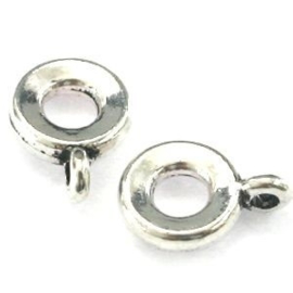 2 x DQ Metaal Platte Ring met oog 11x8 mm voor 3 mm koord (Nikkelvrij)