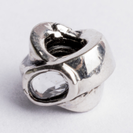 Be Charmed kraal zilver met een rhodium laag (nikkelvrij) c.a.11x 4.7mm groot gat: 4mm