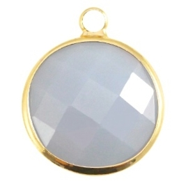 Crystal glas hanger rond 16mm Aqua blue opal-Gold