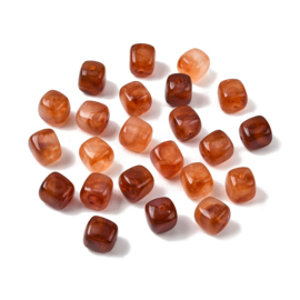 10 x Acryl kralen cube two tone opaque 17 x 15,5 x 15,5 mm – gat 3 mm – sienna