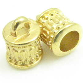 1 x DQ metaal eindkapje goud kleur ca. 10 x 7,5mm Ø5mm, oogje 2mm (Nikkelvrij)