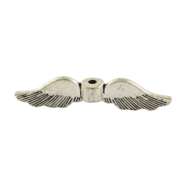 4 stuks tibetaans zilveren engelen vleugel 35 x 8 x 5mm  gat 1,5mm