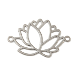 1 x Metalen verdeler lotusbloem 23.5 x 14 mm – gat 1.6 mm – platinumkleur – Rack Plating (Nikkelvrij)