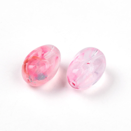 20 x Acryl kralen ovaal two tone 14 x 10 x 8,6 mm – gat 1,8–2 mm – Pink