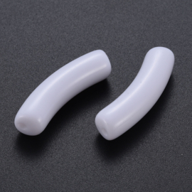 10 x Acryl kralen tube opaque creamy white ca. 32x8mm (gat Ø1.8mm)
