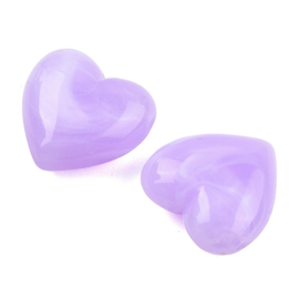10 x Acryl kralen hart two tone opaque 22 mm – T-geboord – gat 2–2,4 mm – Lilac