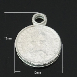 10 x tibetaans zilveren muntje 13 x 10 x 1mm oogje: 2mm