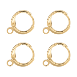 2 x echt 18K gold plated oorbellen met oogje 14,7 mm x 11,7 x 2mm oogje: 1,8mm Nikkelvrij