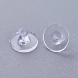 10 x achterkantjes/stoppers voor oorbellen hypoallergeen kunststof 6 x 10mm, gat: 0,5mm
