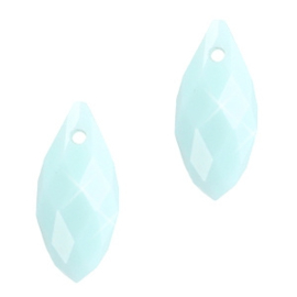 2 x Top facet kralen druppel hanger 6x12mm Pastel turquoise opaque