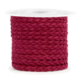 1 meter Trendy koord plat gevlochten suède style 5mm Port red