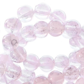 30 x 8 mm glaskralen transparant gemêleerd Light pink