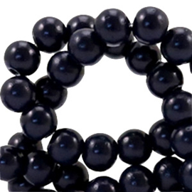 40 x 4 mm glaskralen half mat Midnight blue