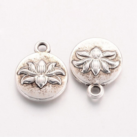 4 x Tibetaans zilveren  bedel Lotus bloem