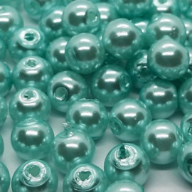 25 x  glasparels kleur aqua  10 mm gat 1mm