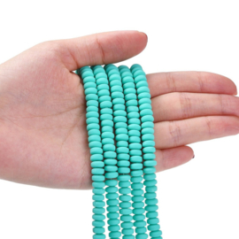 20 x Polymeer kralen rondellen 7mm Medium Turquoise