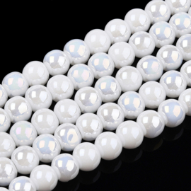 20 x Diamond coated glaskralen 4~4,5 mm, gat: 0,8 mm, White