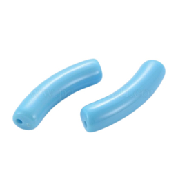 10 x Acryl kralen tube opaque Light Sky Blue ca. 32x8mm (gat Ø1.8mm)