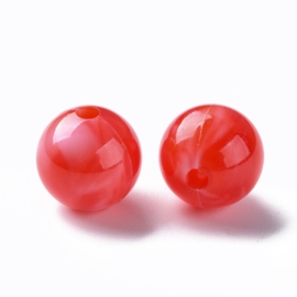 10 x gemêleerde acryl kraal edelsteen look  12 mm gat 2mm rood