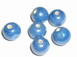 15x Glaskraal rond 10mm lavendelblauw met parelmoerglans