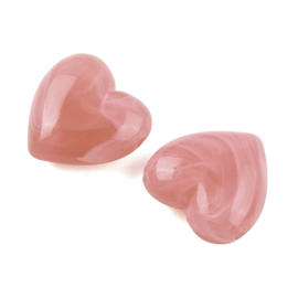 10 x Acryl kralen hart two tone opaque 22 mm – T-geboord – gat 2–2,4 mm – Dark Salmon