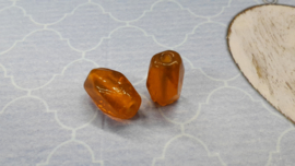 10 x oranje/bruin transparant glaskraal 15 x 12 mm Gat 2 mm