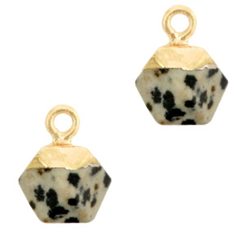 1 x Natuursteen hangers hexagon Greige-gold Spotted stone
