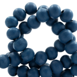 30 x Houten kralen rond 8 mm Denim blue