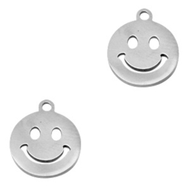 1 x Roestvrij stalen (RVS) Stainless steel bedel smiley 8 x 6mm