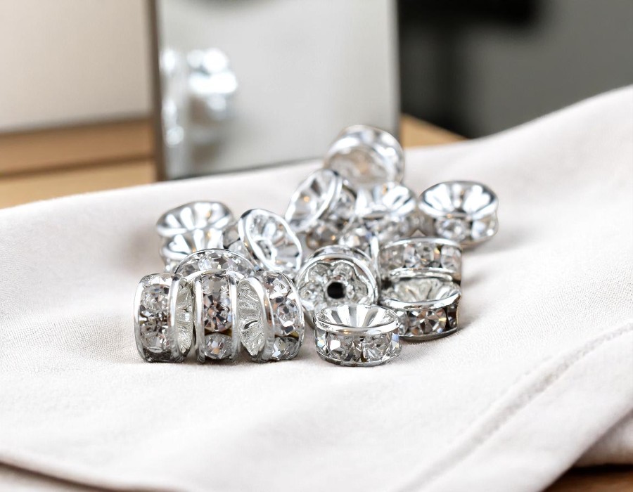 50 x Verzilverde kristal rondellen – ca. 4 x 2 mm – kleur clear – gat ca. 0,8 mm (nikkelvrij)