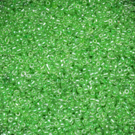 Per 20 gram Rocailles 12/0 groen  Luminous inside