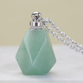 Gedenk hanger mini urn edelsteen Aventurine met RVS ketting