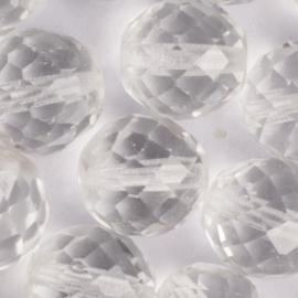 10 x ronde  Tsjechische kralen kristal Facet 14 mm Kleur:  transparant  Gat: c.a. 1mm