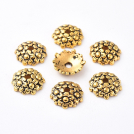 10 stuks tibetaans zilveren kralenkapjes  11 x 3,5mm Gat 2mm