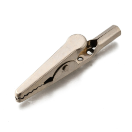 1 x Krokodillenklem 51 x 6,5 x 12 mm – gat 1,5 mm – platinumkleur