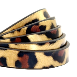 1 meter plat 10 mm imi leer leopard print Gold