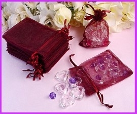 c.a. 100 x bordeaux rode organza zakjes 10 x 15cm