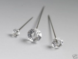 25 stuks Diamant spelden doorsnede kop 10mm diamant 55mm pen met scherpe punt