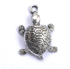 10 x Tibetaans zilveren bedeltje van een schildpad 22 x 14 x 6mm gat 2mm licht zilver