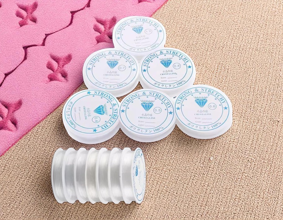 Set van 6 Rollen Elastiek Rond Transparant – 6 Diktevarianten