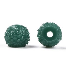 10 x Sparkling beads c.a. 8 x 7mm  gat 1,8mm Green