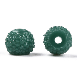 10 x Sparkling beads 8 x 6,5mm gat 1,8mm Green