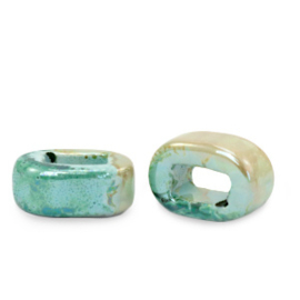 1 x Sieraden schuiver DQ Grieks keramiek 5x12mm Aqua haze green-almond