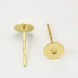 10 x RVS oorstekers, goudkleur maat 12 x 6mm  0,7 dik en kop Ø 6mm