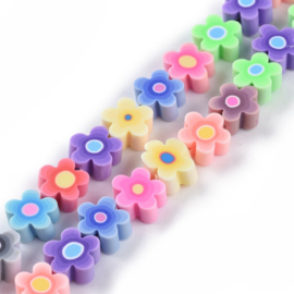 10 x Handgemaakte polymeer kralen bloem 9,5 x 4,4mm (gat Ø1,7mm) Colorful