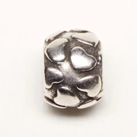 1x DQ metaal kraal met groot gat ca. 7,5 x 9,5mm Ø4,5mm antiek zilver kleur (Nikkelvrij)