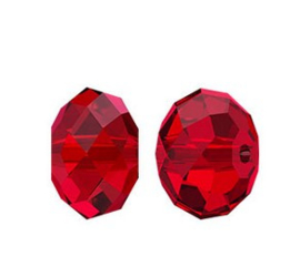 10 x  Briolette kristal kraal 8 x 6mm rood